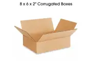 8 x 6 x 2" Flat Corrugated Boxes 25/Bundle, Brown Shipping/Moving/Packing Boxes