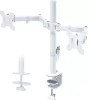 Dual Monitor Stand White 13-27 Inch LCD LED Full Motion Heavy Duty VESA 22Lbs