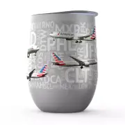 Multiple Aircraft (New Colors) with airport codes - Wine Tumbler