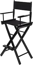 Beech High-Foot Director Chair, Portable Wooden Armchair, Foldable Professional Makeup Chair, Bar Height, Solid Wood Furniture,C