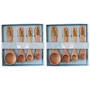 2x 4pc LVD Acacia/Metal Measuring Spoon Set Cooking/Baking Utensils Pineapple