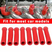 Red Spark Plug Wire Boots Protectors Sleeve Heat Shield Cover 8Pcs 2500° For SBC (for: Honda)