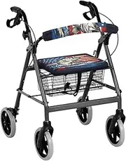 Luarisgur USA Flag Rollator Accessories for Seniors Independence Day Cool Walker Seat Covers for Ladies Fish Pattern Rollator Walker Accessories Seat Cover, Walkers for Seniors with Seat Gift Covers