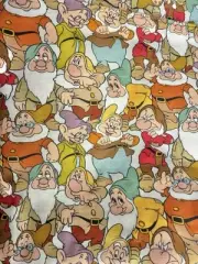 Walt Disney Fabric Snow White and the Seven Dwarfs Cotton Last Piece!!! 29”x44”