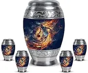 Basketball Themed Urn - Cremation Urns - Small Urns for Human Ashes Keepsake - Blue Adult Funeral for Human Ashes Women - Large Urn for Ashes Adult Male (Combo 10 Inch & 3 Inch, Pack of 5)