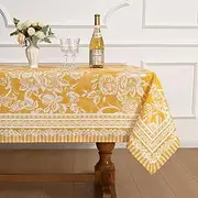 Alishomtll Table Cloth Rectangle Table, Yellow Floral Tablecloth Rectangular, Waterproof Spring Summer Outdoor Tablecloth Heavy Duty for Dining Buffet Wedding Camping, 55x86