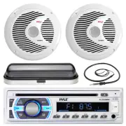 6.5" Marine 150W Speakers, Pyle Bluetooth AUX USB Radio, Antenna, Radio Cover