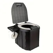 PU Portable Folding Toilet with Cover, Mobile Camping Toilet, Compact Travel Potty for Adults and Kids, Suitable for RV,