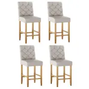 4x Bar Stools Linen Upholstered Chairs