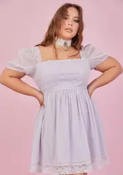 [Sugar Thrillz] Plus Iris Honeydew Pucker Babydoll Dress