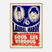 Galrie Laurel and Hardy Vintage Movie Poster Art Print - 'Sous Les Verrous' Cinema Decor, Wood Frame, A3 30 x 42cm (12 x 16inch)