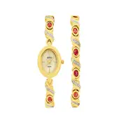 Elite Ladies Watch & Bracelet Set in Gold