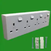 1 or 2 Way To 4 way Socket Converter 3 Pin UK Mains socket Individually Switched
