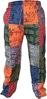 [Gheri] Mens Paisley Print Hippy Patchwork Lightweight Cotton Cargo Pants