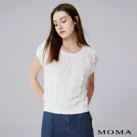 在飛比找momo購物網優惠-【MOMA】純白流蘇針織上衣(白色)