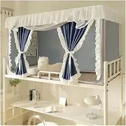 Princess Bed Netting Canopy for Girls, Canopy Bed e Post Poles with Curtains, Mosquito Net Bed e Curtain Brackets for Student Dormitory (Color : Blau, Size : 90 * 90cm)