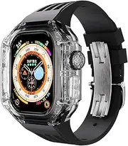 49mm Transparent Watch Case Watch Band，For Apple Watch Ultra 8 49MM Modification Kit，For iWatch 8 49mm Series Replace Rubber Sport Watch Strap WFJ