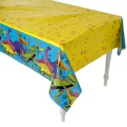 54" x 108" Bright Dino Party Rectangle Plastic Tablecloth