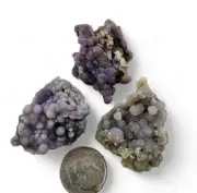 Grape Chalcedony Purple Botryoidal Crystals 33.6 grams. 3 Piece Lot