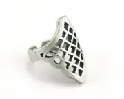 Adjustable Brass Ring Antique Silver Plated filigree brass (20mm 10US size 3212