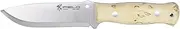 iFIELD Sports knife Workout EL29124, curly birch handle, MOVA blade of 4.76 inches, includes brown leather sheath, camping tool for fishing, and sports activities
