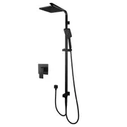 Black Square 8''ABS Rain Shower Head Mixer Tap Set 3-Mode Handheld Adjustable Height Rail WELS WATERMARK