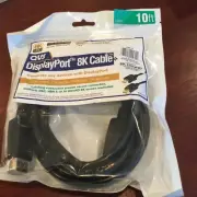 10ft DisplayPort 1.4 UltraHD 8K Black Cable with Latches. Free Shipping!