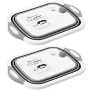 2x Boxsweden 40cm Foldaway/Collapsible Cutting Board/Foldable Strainer White