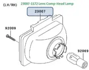 Kawasaki OEM 1988-2011 Bayou Headlight Lens 23007-1172