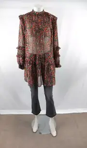 NWT Top Shop Women's Floral Chiffon Tunic Blouse Size 8 #OS242