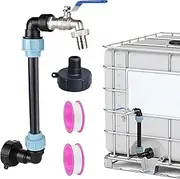 IBC Gooseneck Outlet Tap - Rainwater Tank IBC Tank Tap Made of Brass - S60 x 6 Water Barrel Rain Barrel Tap Stop Valve - IBC Adapter with Gooseneck 3/4 Inch Connection Set (50 cm)