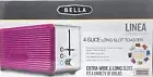 New BELLA 4 Slice Long Slot Toaster Extra Wide Long Slots Stainless Steel