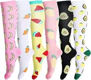 [LEOSTEP] Compression Socks for Men & Women (6Pair) Non-Slip Long Tube Ideal for Running,Nursing,Circulation & Recovery Boost Stamina, Hiking Travel & Flight Socks 20-30 mmHg