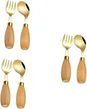 Ciieeo 6 Pcs Mini Boys and Girls Silverware Utensils Stainless Steel Forks Spoon Curved Fork for Learning
