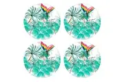 Cinnamon | Round De Palmis White Glass Coasters Set of 4