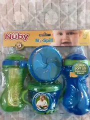 NIP Nuby (2) Snack Keepers (2) Super Spout Cups BPA Free 6+ month Green & Blue