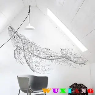 五象設計 壁貼 貼紙 牆貼 房間裝飾 多邊形 鯨魚 透明貼紙