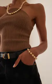 [White/Space] Beatrice 14K Yellow Gold Baroque Pearl Bracelet