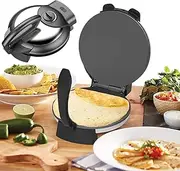 Electric Roti Maker Chapati Maker Machine, 10 inch Non-Stick Coating Roti Press Tortilla Maker, Double-Sided Heating Crepe Machine with Anti-scalding Handle and Indicator Lights C