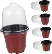 BAZEITFLOW Versatile Planting : 5-Piece Plant Nursery Pot Set Humidity Domes Sun Protection Space-Saving Design