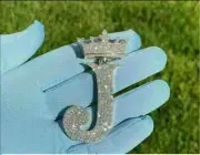 2.00 Ct Lab Created Diamond Men's Crown "J" Letter Pendant 14K White Gold Plated