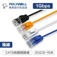 在飛比找蝦皮商城優惠-POLYWELL CAT6 極細高速網路線 20公分~15米