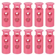 30Pcs 4mm Cord Lock Plastic Double Hole Spring Toggle Stoppers, Rose Pink