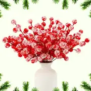 36 Pack Artificial Red Berry Stems, Red Berry Christmas Decorations Christmas...