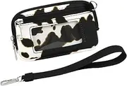 [Generic] Small Change Purse - Credit Card Holder Purse | Wrist Strap RFID Card Holder with A Detachable Wristlet for Headphones, Black and White Brown Cow, Refer to description, Unisex