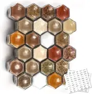 Set of 24 Glass Magnetic Spice Jars with Shaker Lids & Labels for Clean Kitchens