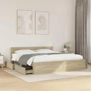 Bed Frame with Headboard Mattress Base Slat Bedstead Engineered Wood vidaXL