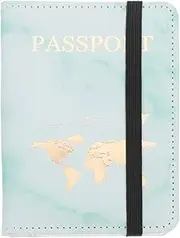 [Healeved] PU Passport Holder Portable PU Leather Travel Pouch for Documents Cards Case with Marble Design Durable and Practical Travel Wallet for Home Office