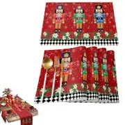 4Pcs Nutcracker Place Mats Carton Soldier Table Mats for Christmas Dining Table Party-Style 1