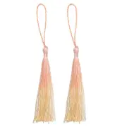 2Pcs 5" Silky Bookmark Tassels with Loop for DIY Craft Projects, Orange